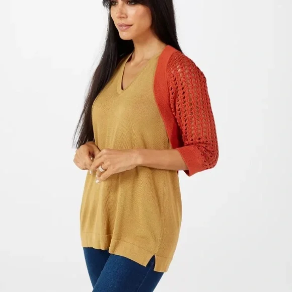 WynneLayers Mesh Shrug Burnt Orange - Picture 2 of 4